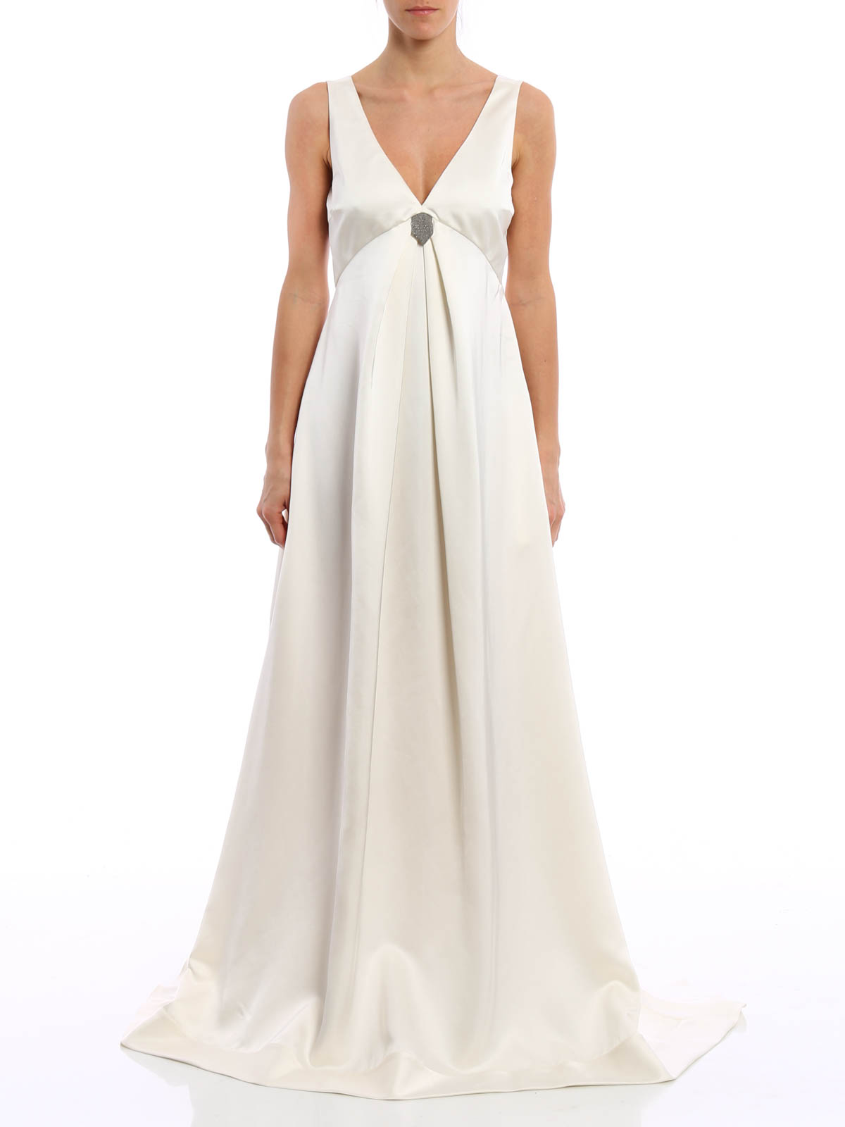 Brunello Cucinelli Draped empire line satin dress|MF981AH571C600 Brunello Cucinelli Draped empire line satin dress|MF981AH571C600