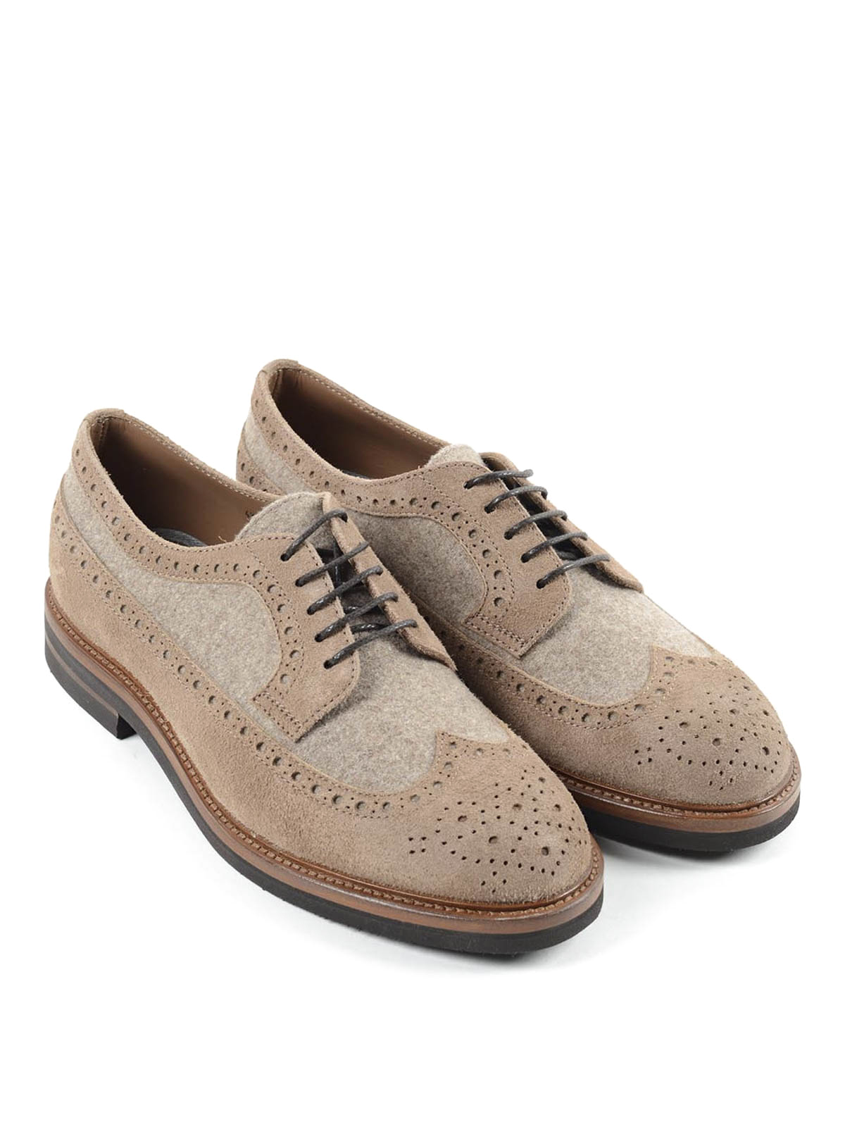 Brunello Cucinelli RoundToe Two-Tone Tan & Taupe Lace-Up Oxfords Made In Italy Brunello Cucinelli Men main image 4