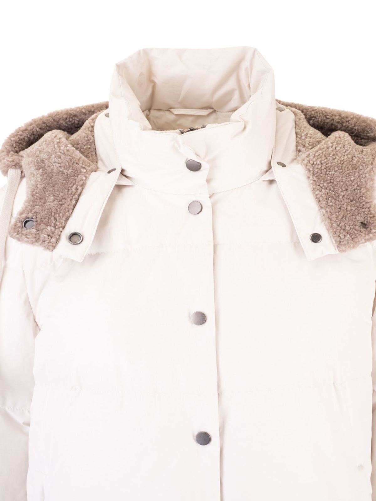 Padded coats Brunello Cucinelli - Shiny Trim Down Jacket in milk 
