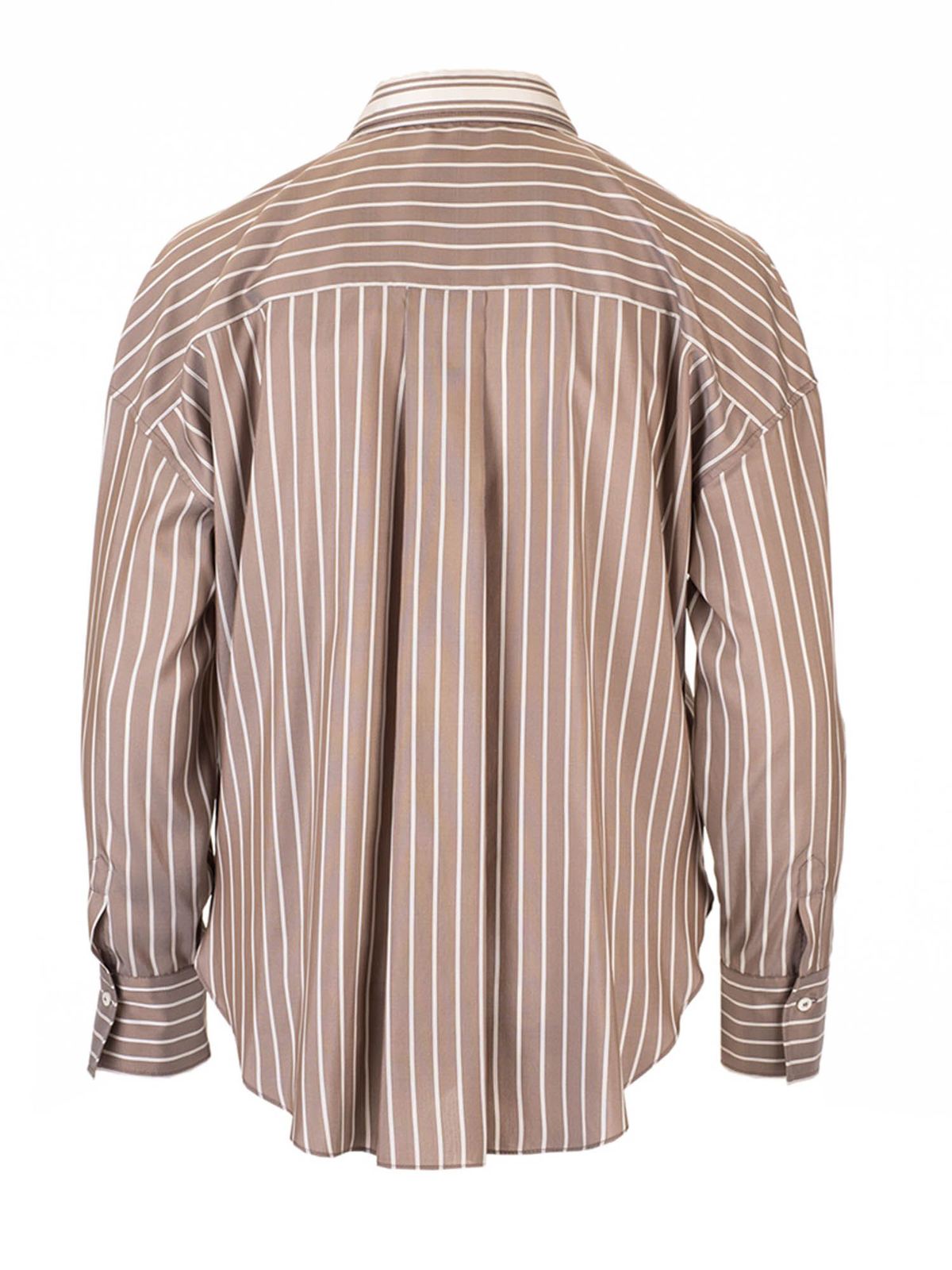 tobacco colour shirt Brunello Cucinelli Faux Layering Shirt in Tobacco color|MA741NA506C002
