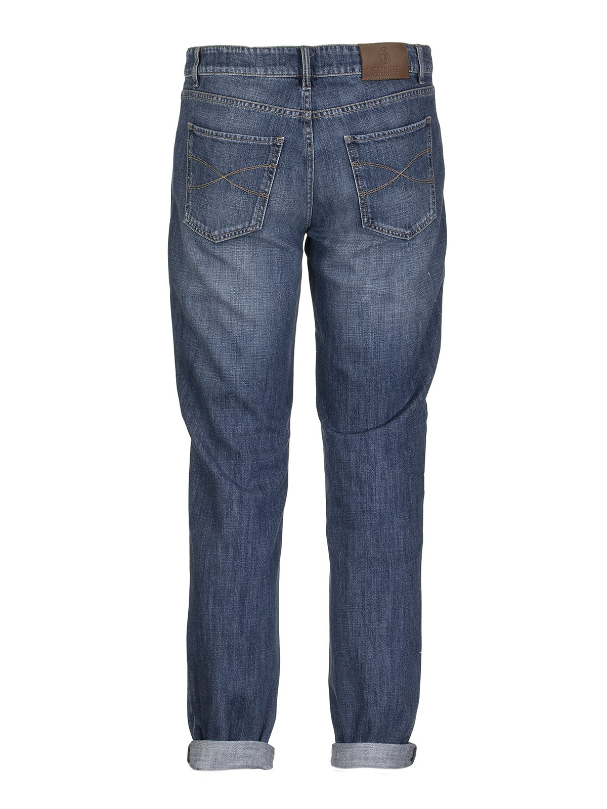 Shop Brunello Cucinelli Faded Denim Five Pocket Jeans In Medium Wash