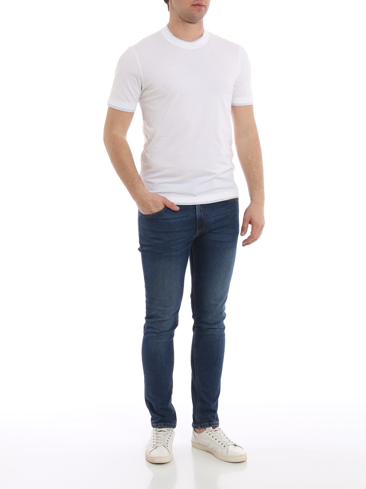 【送料込】BRUNELLO CUCINELL スリムフィット Tシャツ Brunello Cucinelli Men's Slim Fit Tipped T-Shirt | Neiman Marcus