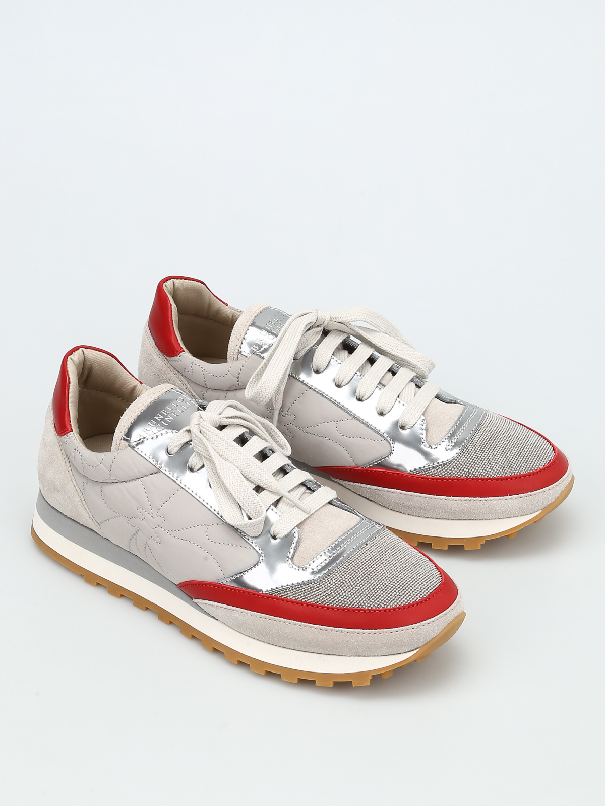 スニーカー BRUNELLO CUCINELLI SUEDE SNEAKERS WITH SHINY DETAILS Suede runners for Woman in Pine Cone Brown | Brunello Cucinelli
