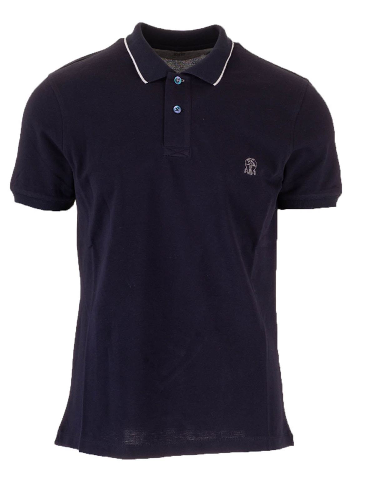Polo shirts Brunello Cucinelli - Logo polo shirt in blue - M0T639779GCD361