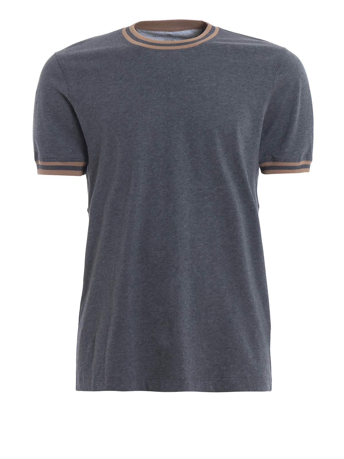 Brunello Cucinelli Jersey T-shirt with striped trimming|M0T617483CV207