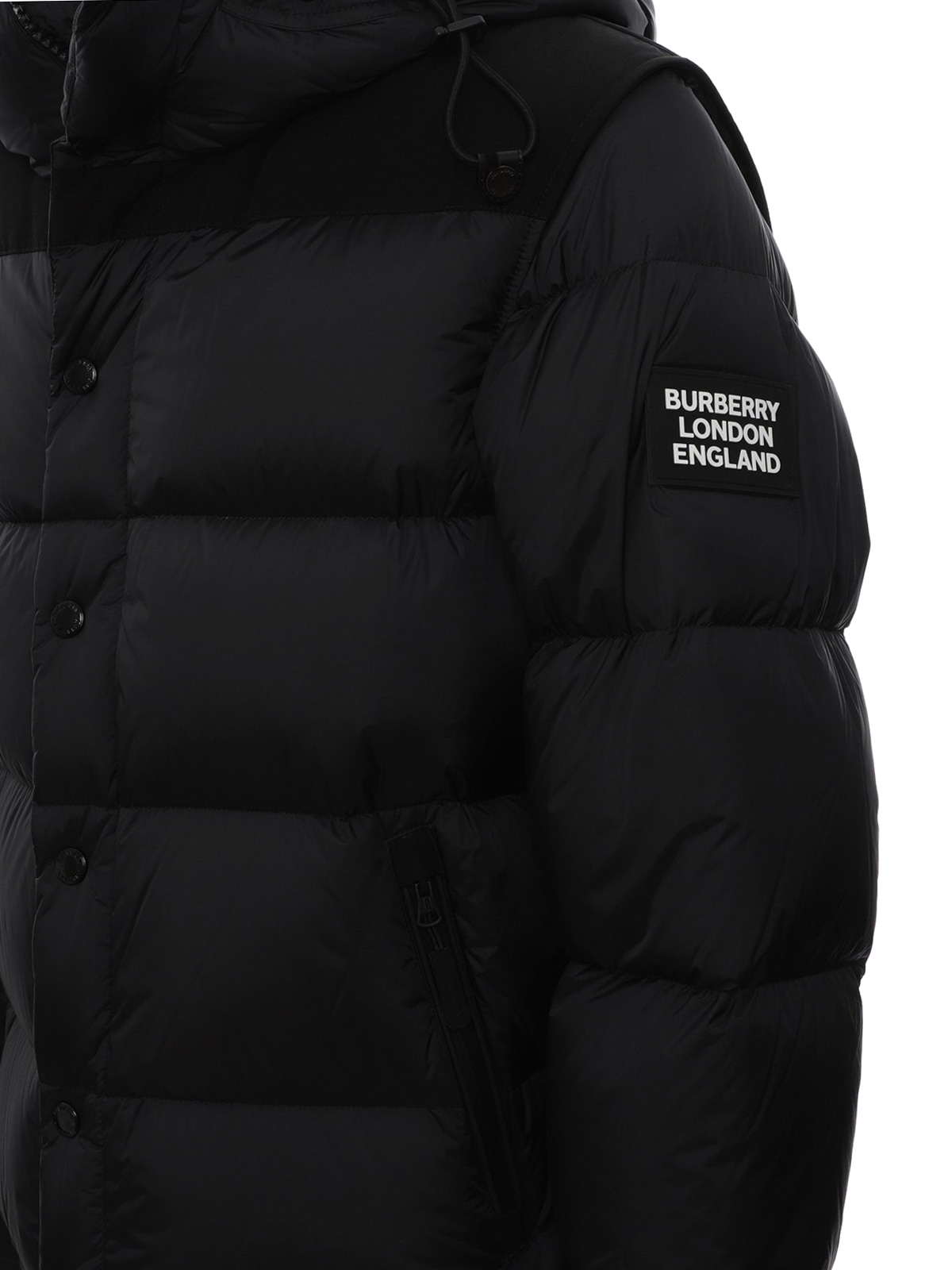 Burberry Black Down Nylon Puffer Jacket - Backpack with logo