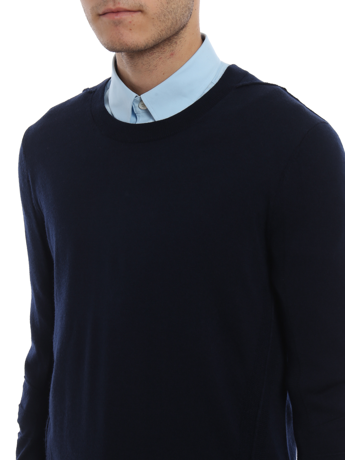 Intarsia Wool Sweater in Blue - Burberry