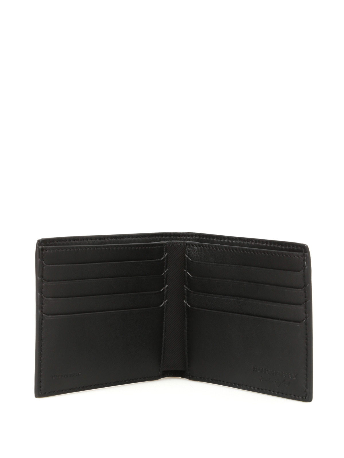 Burberry Embossed Leather Bifold Wallet Black