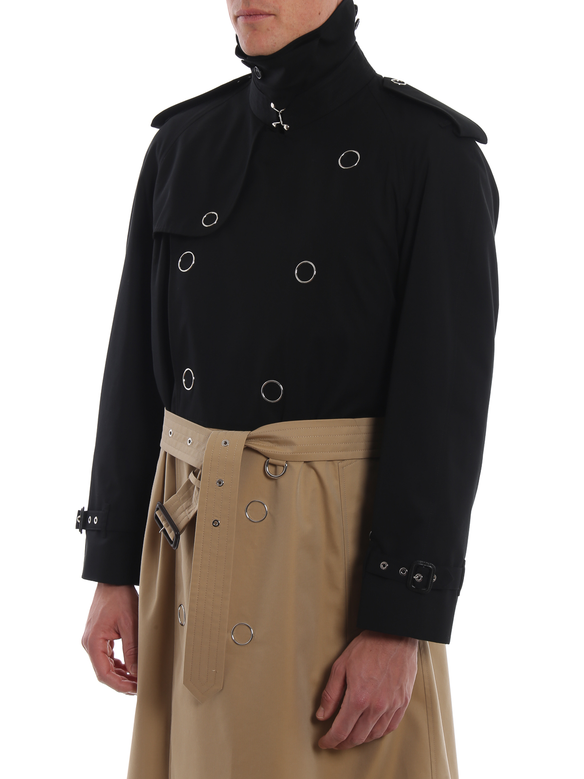 Burberry Two-tone cotton gabardine long trench coat - Men
