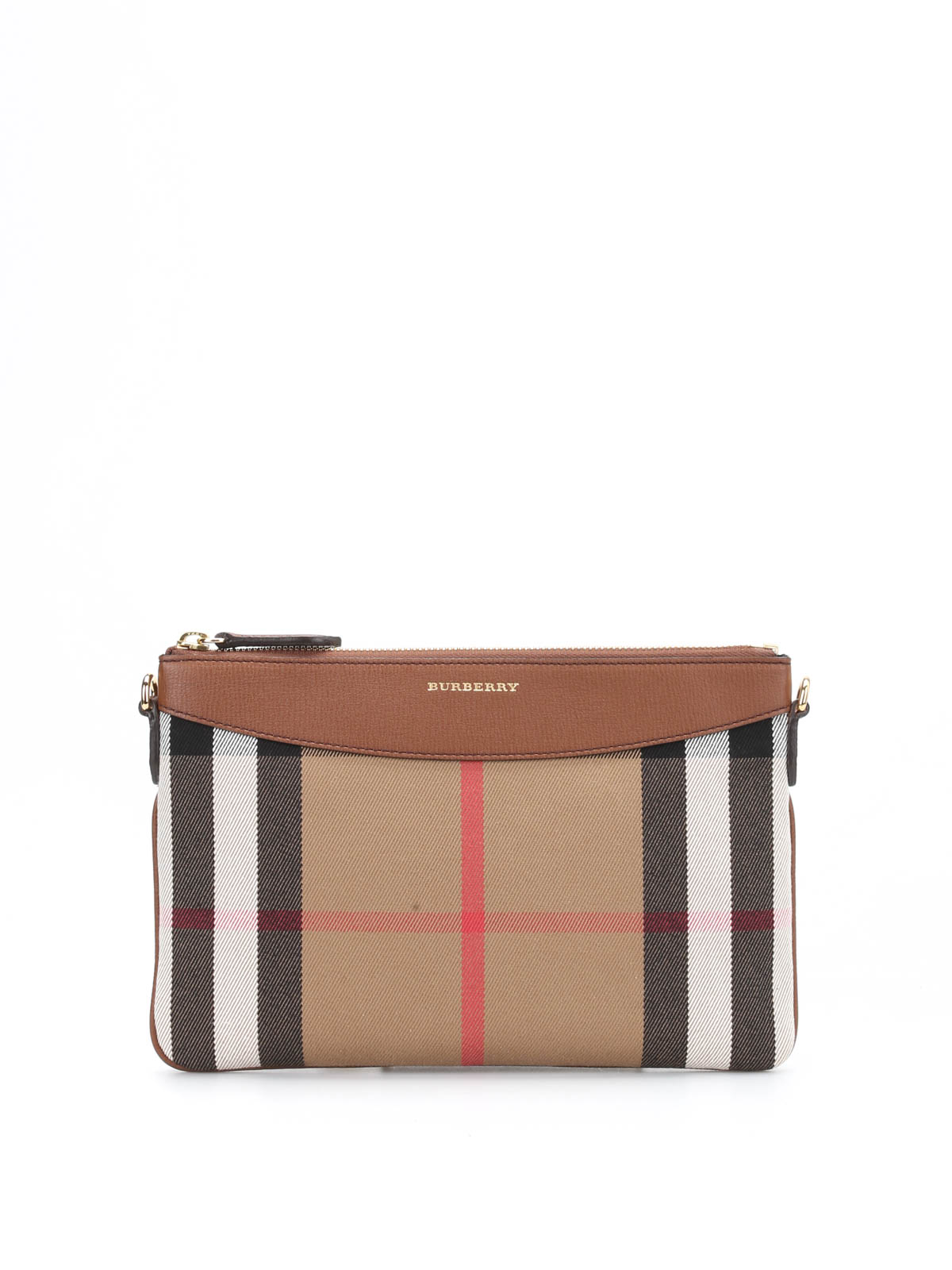 BURBERRY Metallic Derby House Check Peyton Crossbody Clutch Bag