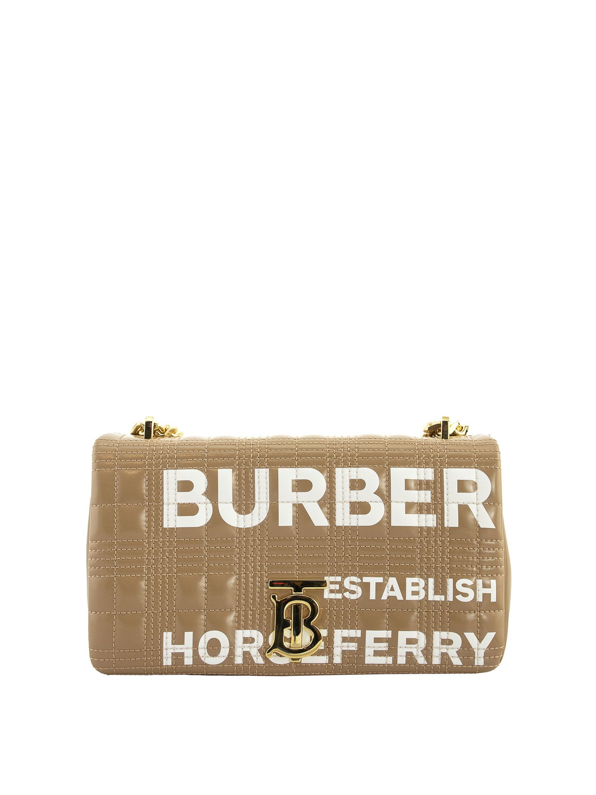 BURBERRY: Lola shoulder bag in quilted leather with TB monogram - Camel