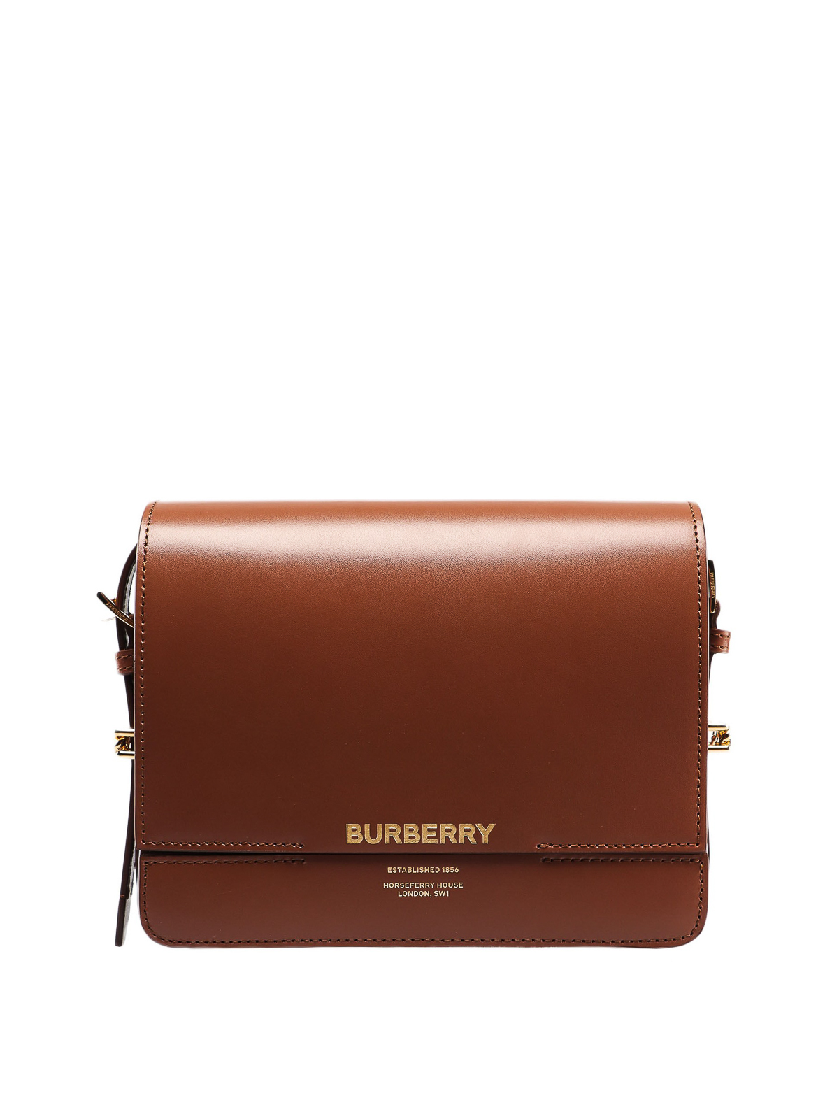 Burberry Small Grace BLACK Stripe Leather Strap Handbag Bag Black