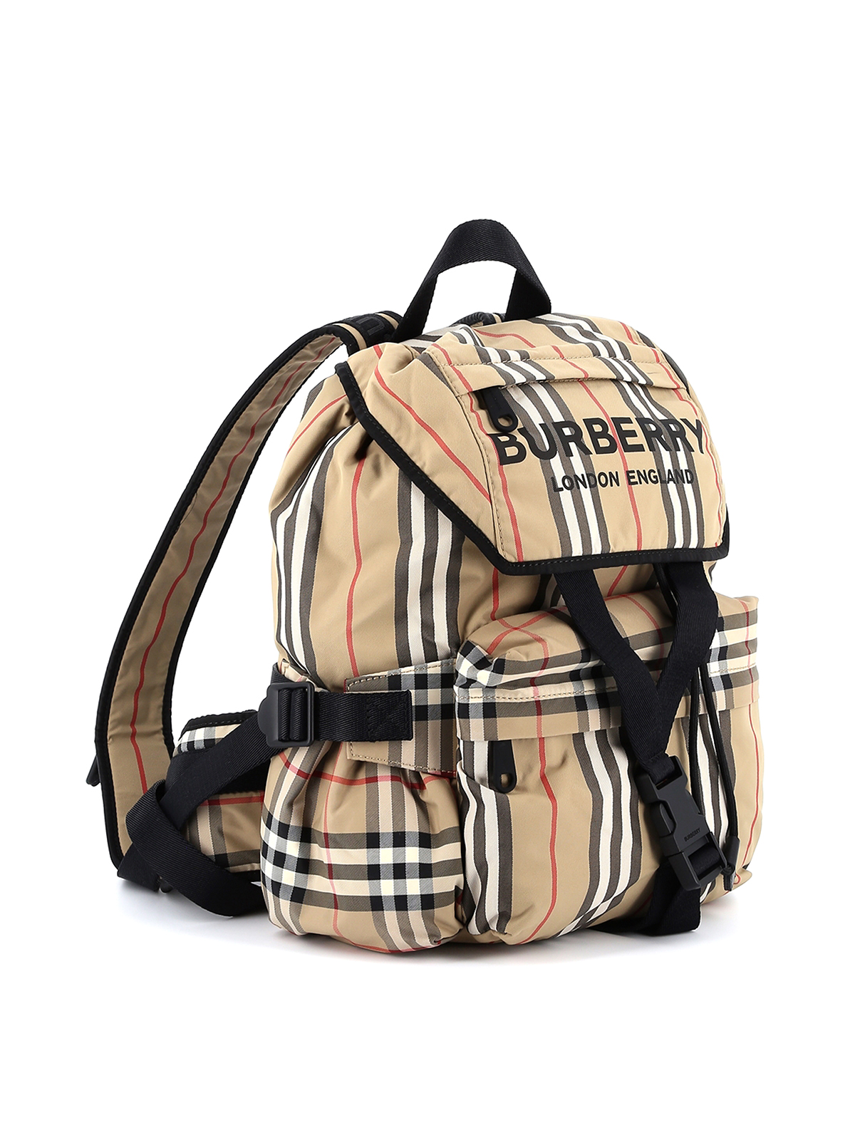 Burberry Logo print Vintage check nylon backpack Beige 8014751