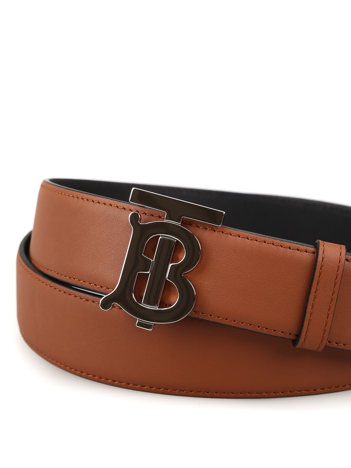 Burberry Black / Malt Brown Ladies TB Buckle Reversible Leather