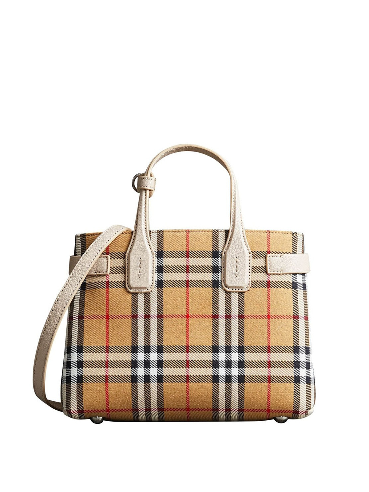 BURBERRY The Small Banner in Vintage Check and Leather SAC BORSA