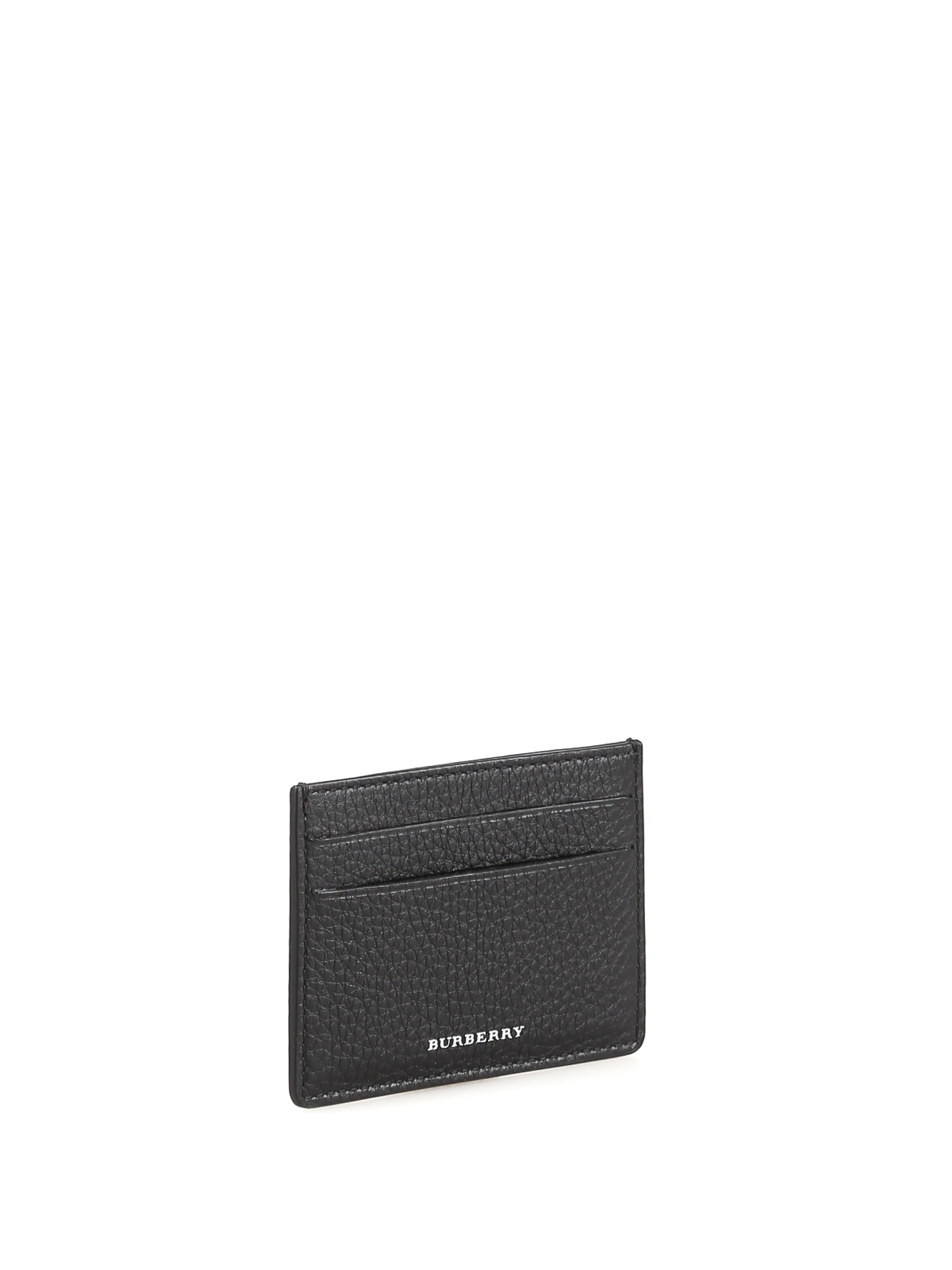 Burberry Logo-embossed Grained-leather Card Holder In Black