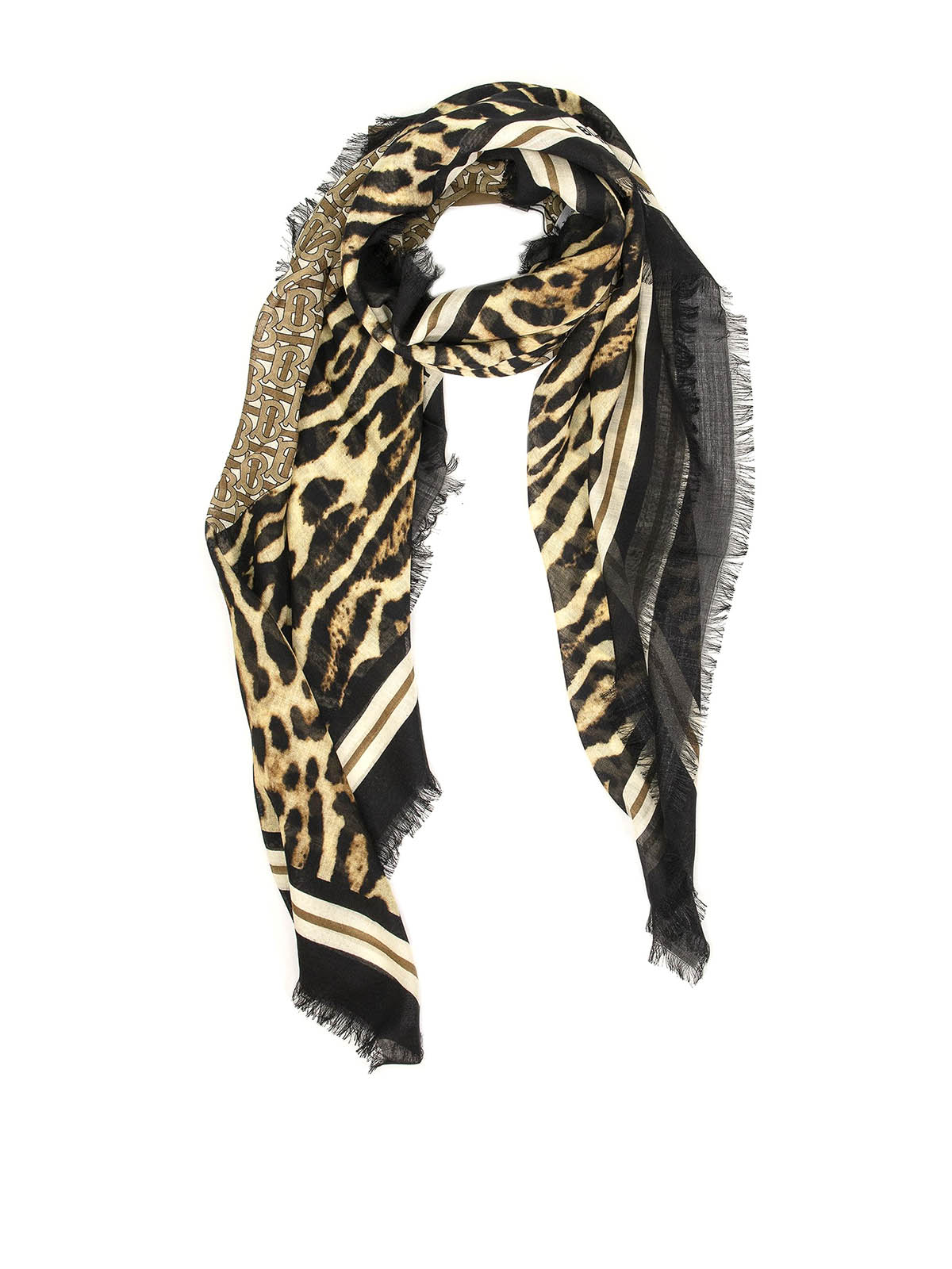 leopard monogram scarf