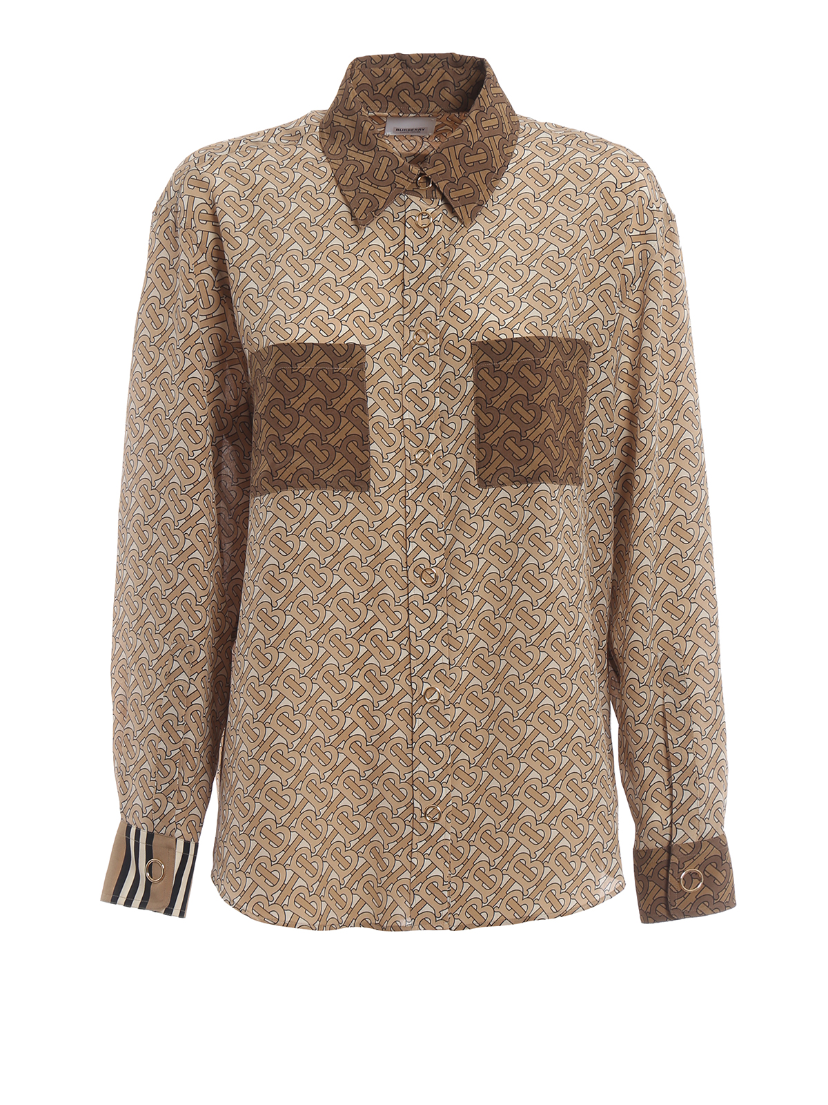 ✴︎　バーバリー　トップス Burberry Monogram print silk crepe de chine shirt - Women