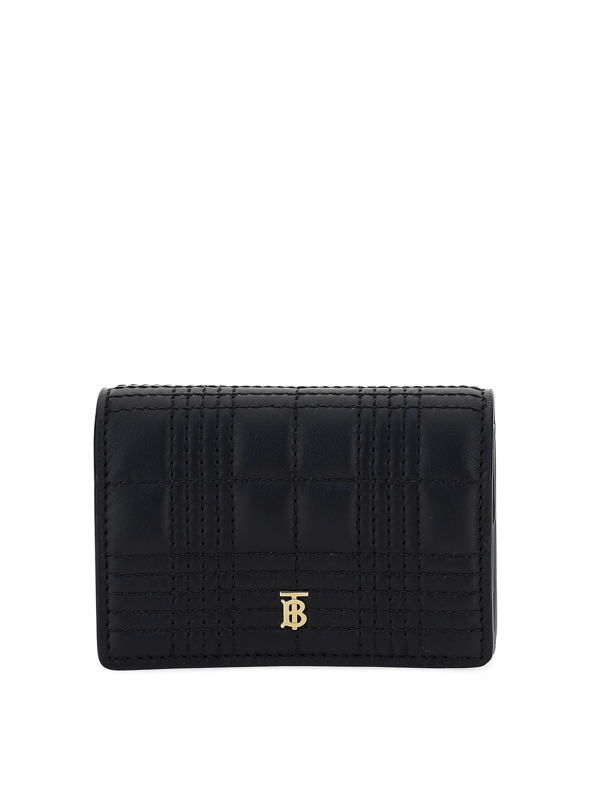 Burberry Leather Chain Wallet Logo Card Holders