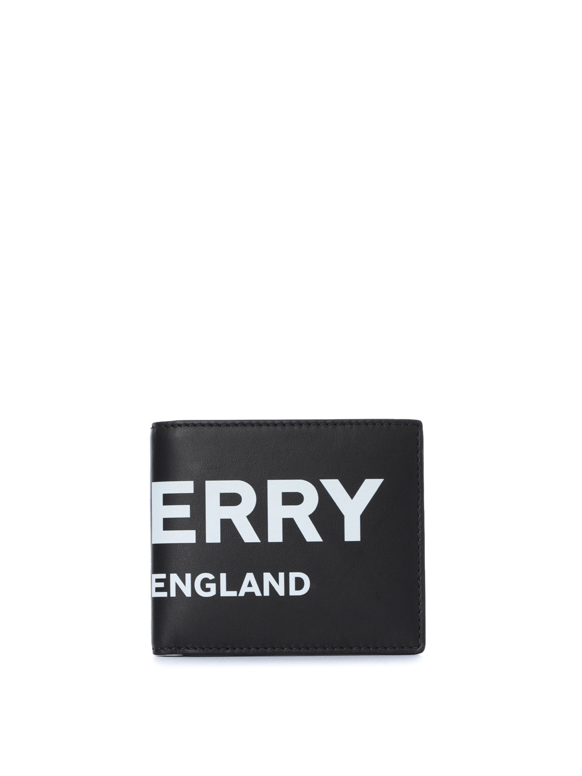 Burberry Logo Embossed Leather International Bifold Wallet Black