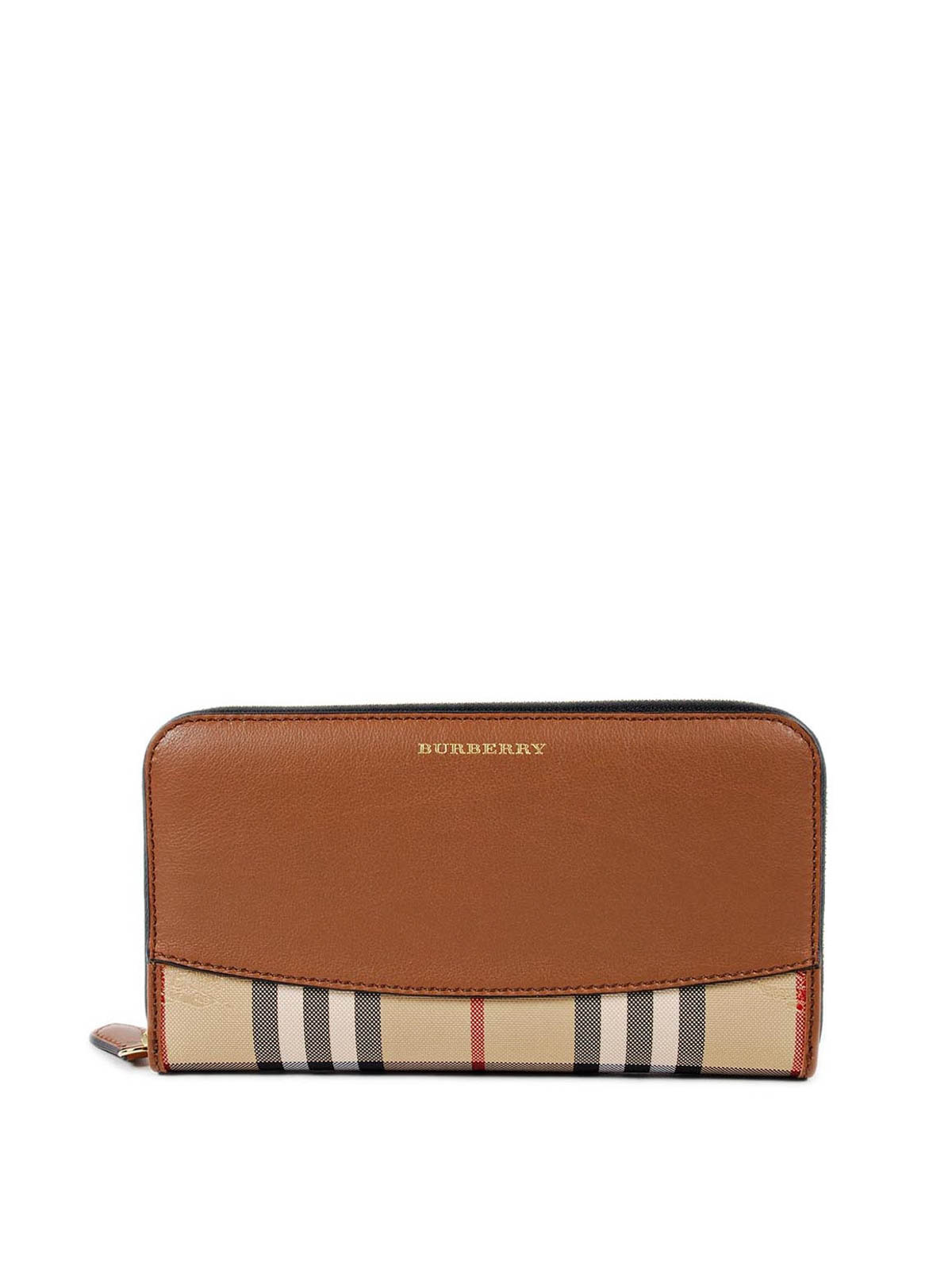 Burberry House Check and leather wallet Dark Beige 398245521600