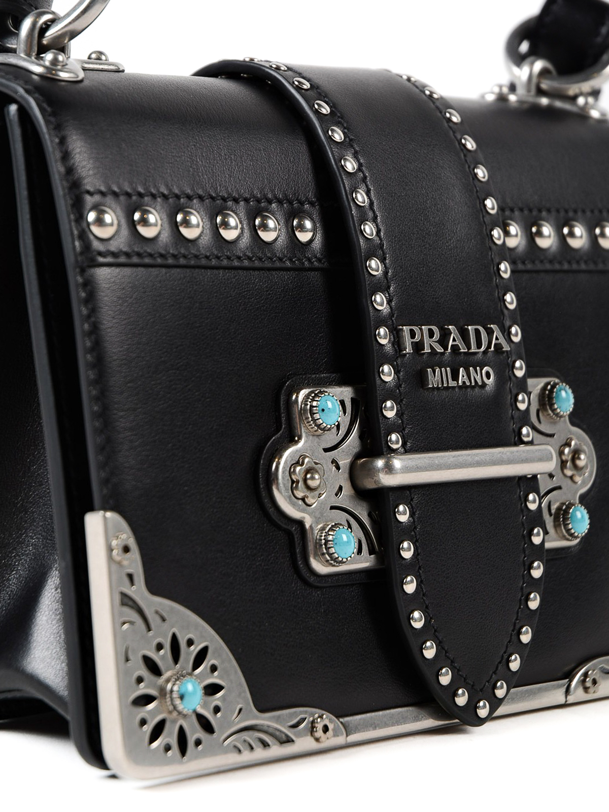 Black Prada Cahier Leather Bag