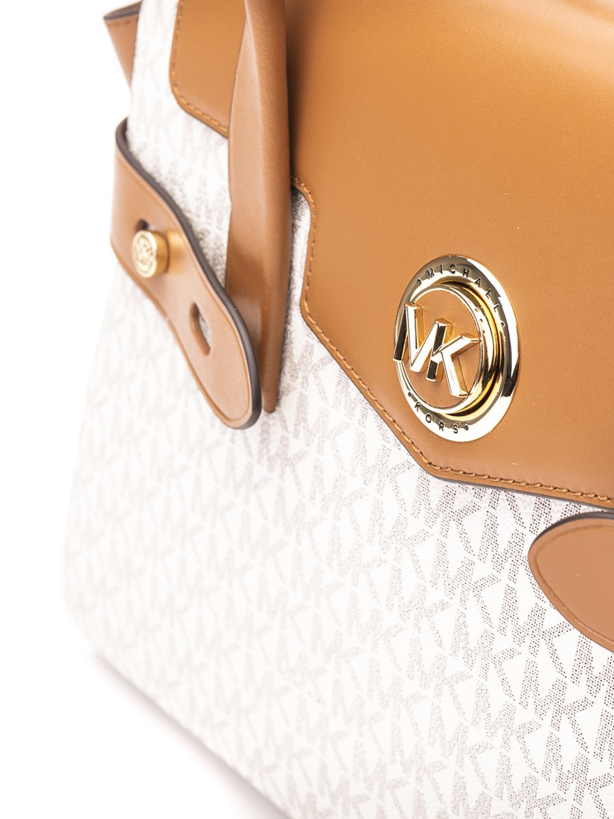 Michael Kors Carmen Large Top Zip Tote Shoulder Bag Handbag Purse - Vanilla  Gold