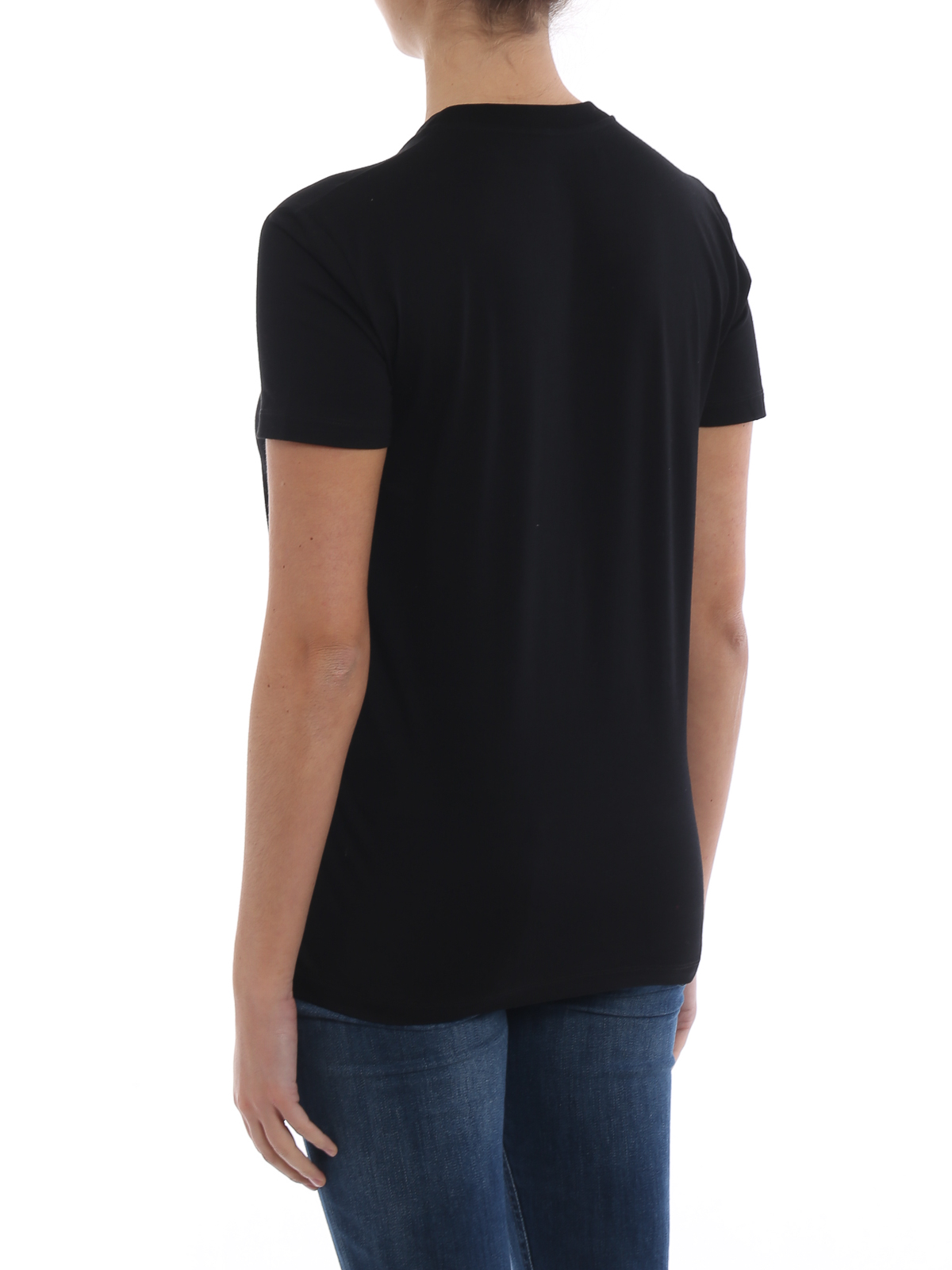 Miu Miu Cat patch black jersey T-shirt - Black | MJN0841TEI002 Miu Miu Cat patch black jersey T-shirt - Black | MJN0841TEI002