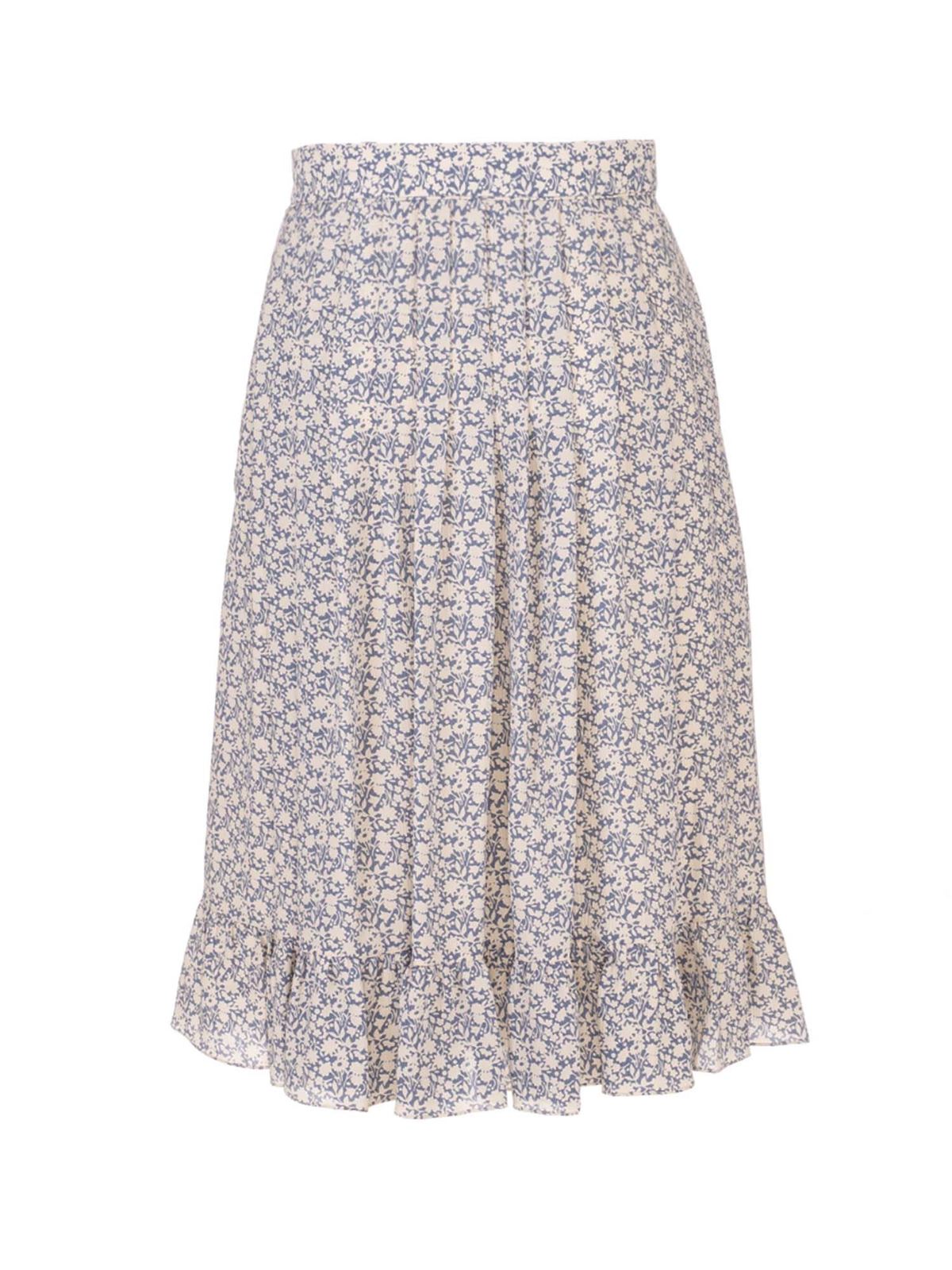 Celine Floral Long Skirt Light Beige Silk main image 1