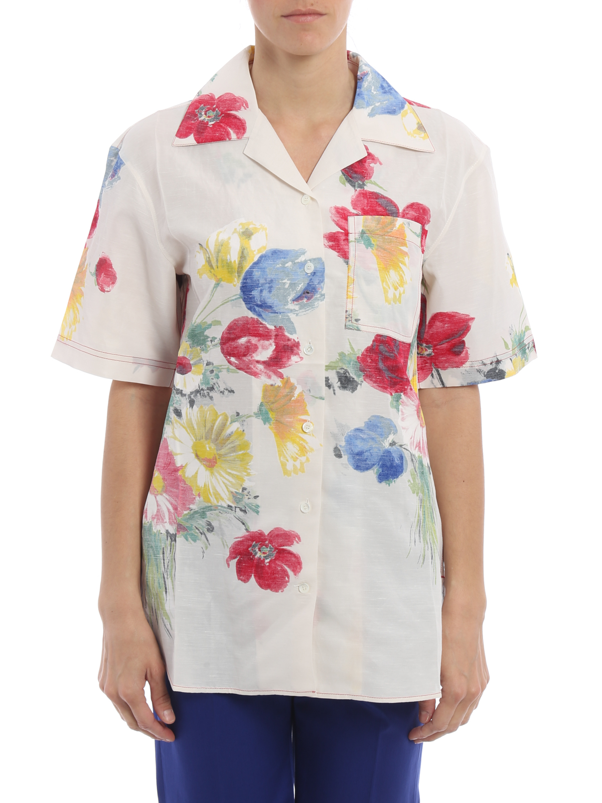 Shirts Céline - Floral painting linen gauze shirt - 099A20CA50MLC01