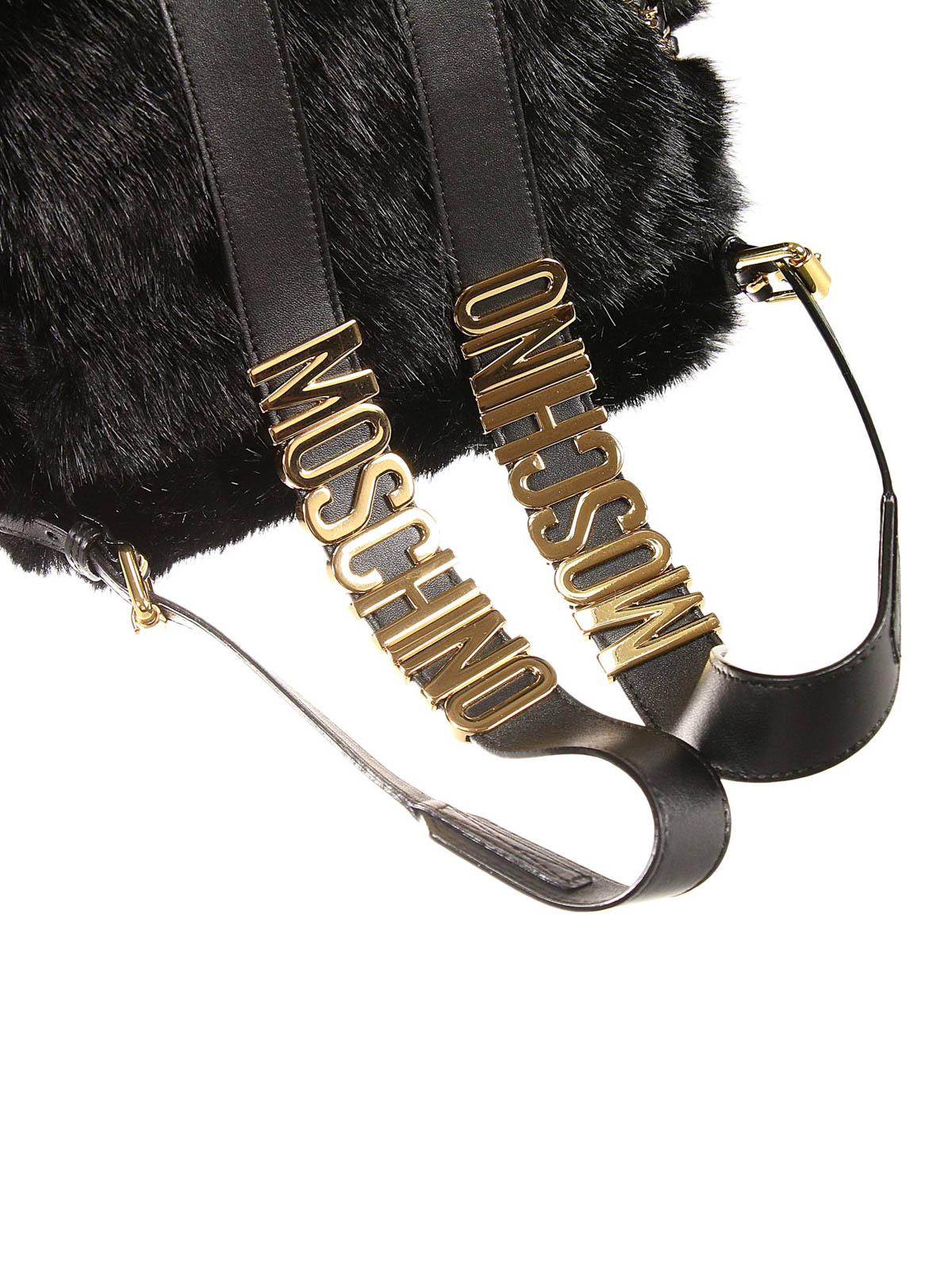 Moschino Black Fur Backpack Moschino Black Fur Bag main image 4