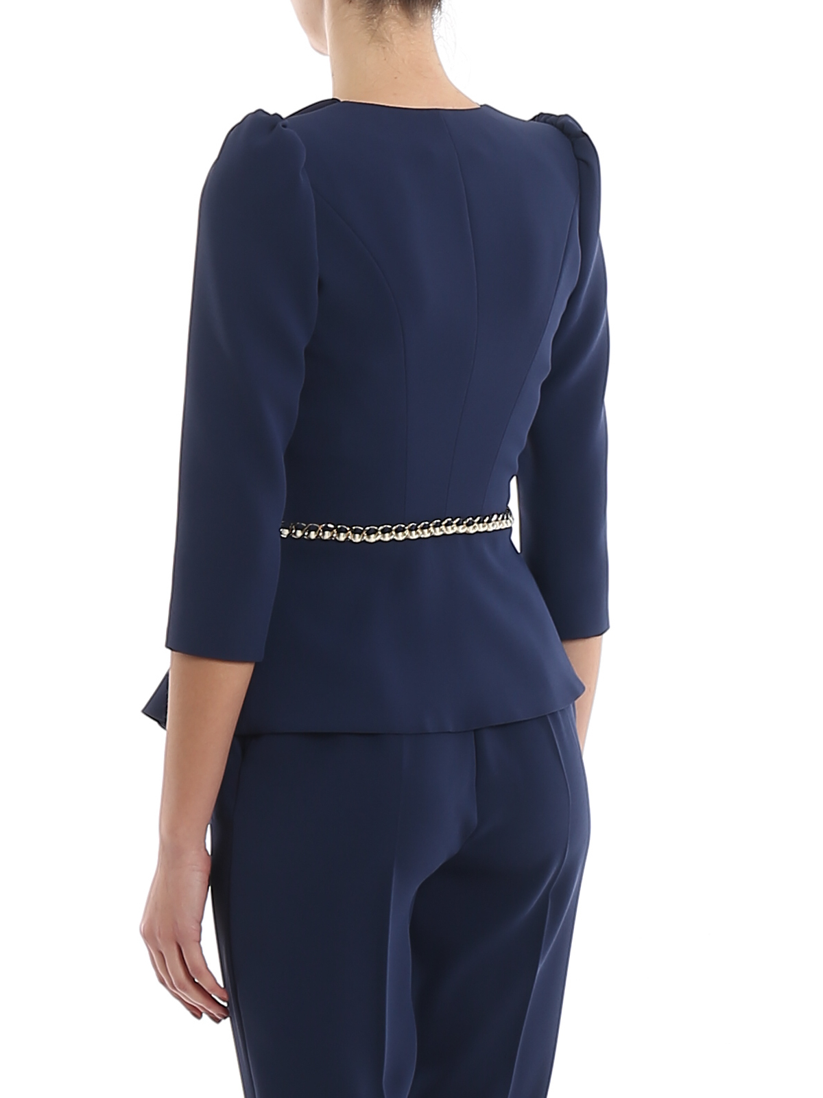 Elisabetta Franchi Chain insert blazer - Blue|GI94801E2Y02