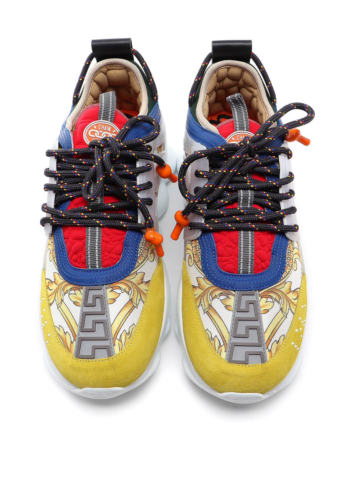 Versace Chain Reaction Panelled Canvas Sneakers in Yellow for Men