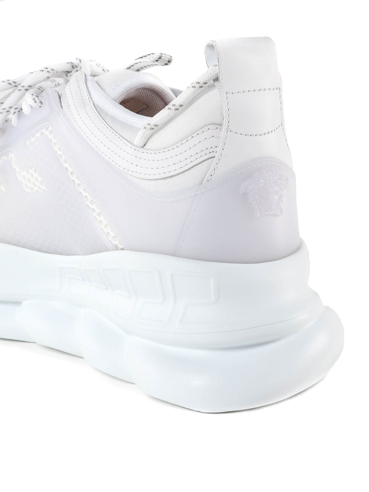 New Versace Chain Reaction Reflective Silver Crystal Rhinestone Sneaker EU41 US8