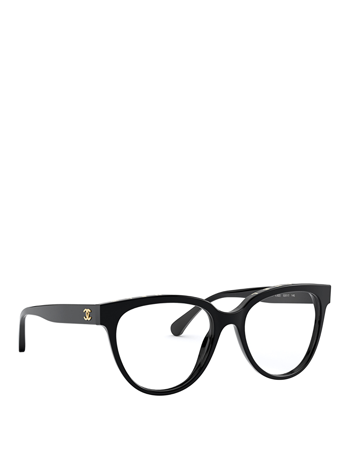 Gold logo frame black round eyeglasses