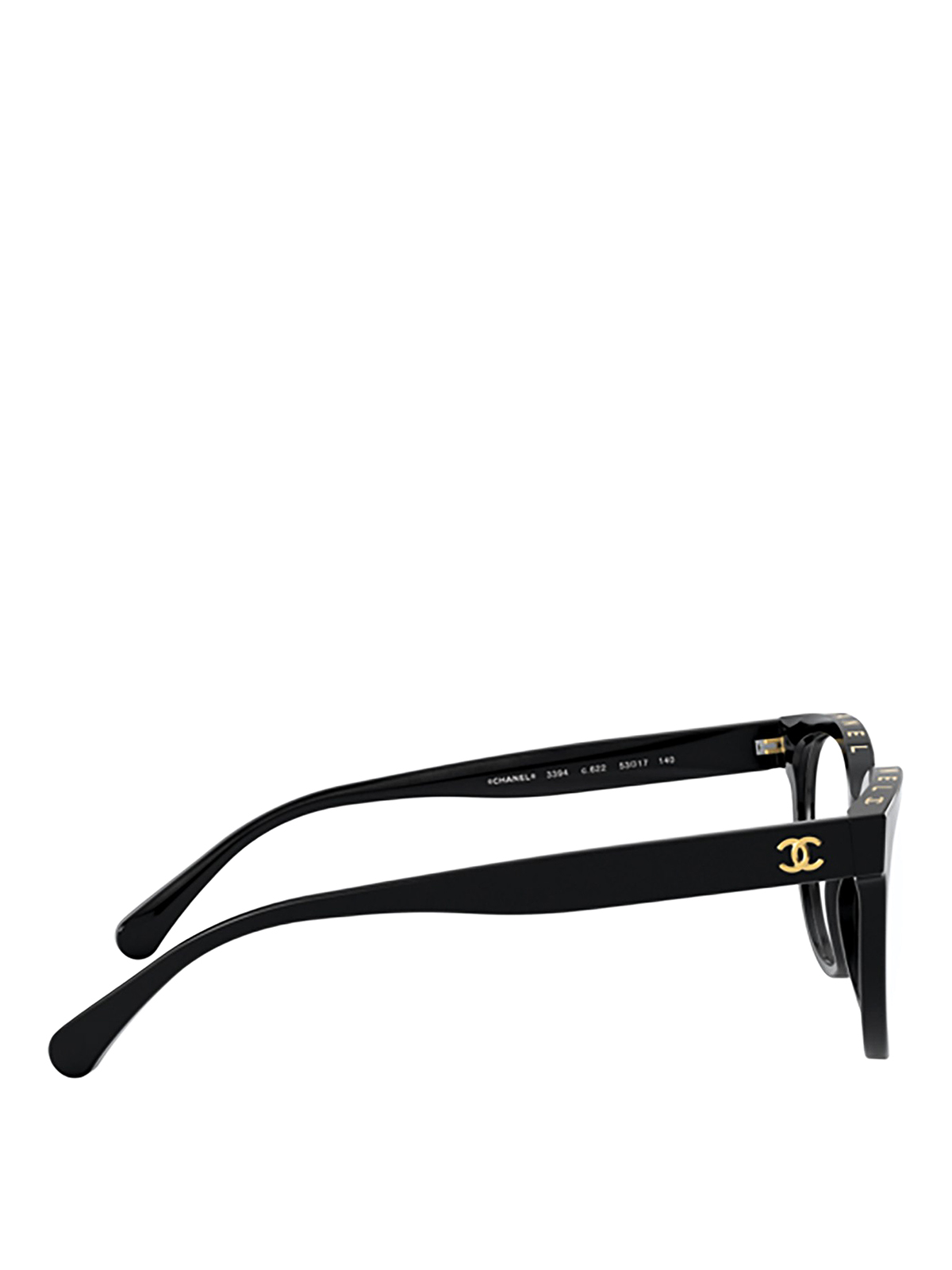 Gold logo frame black round eyeglasses