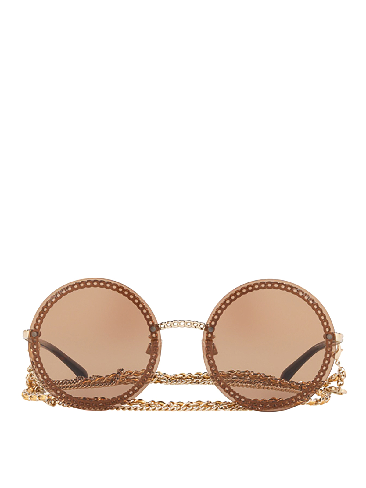 Sunglasses Chanel - Chain embellished brown round sunglasses - CH4245C3953