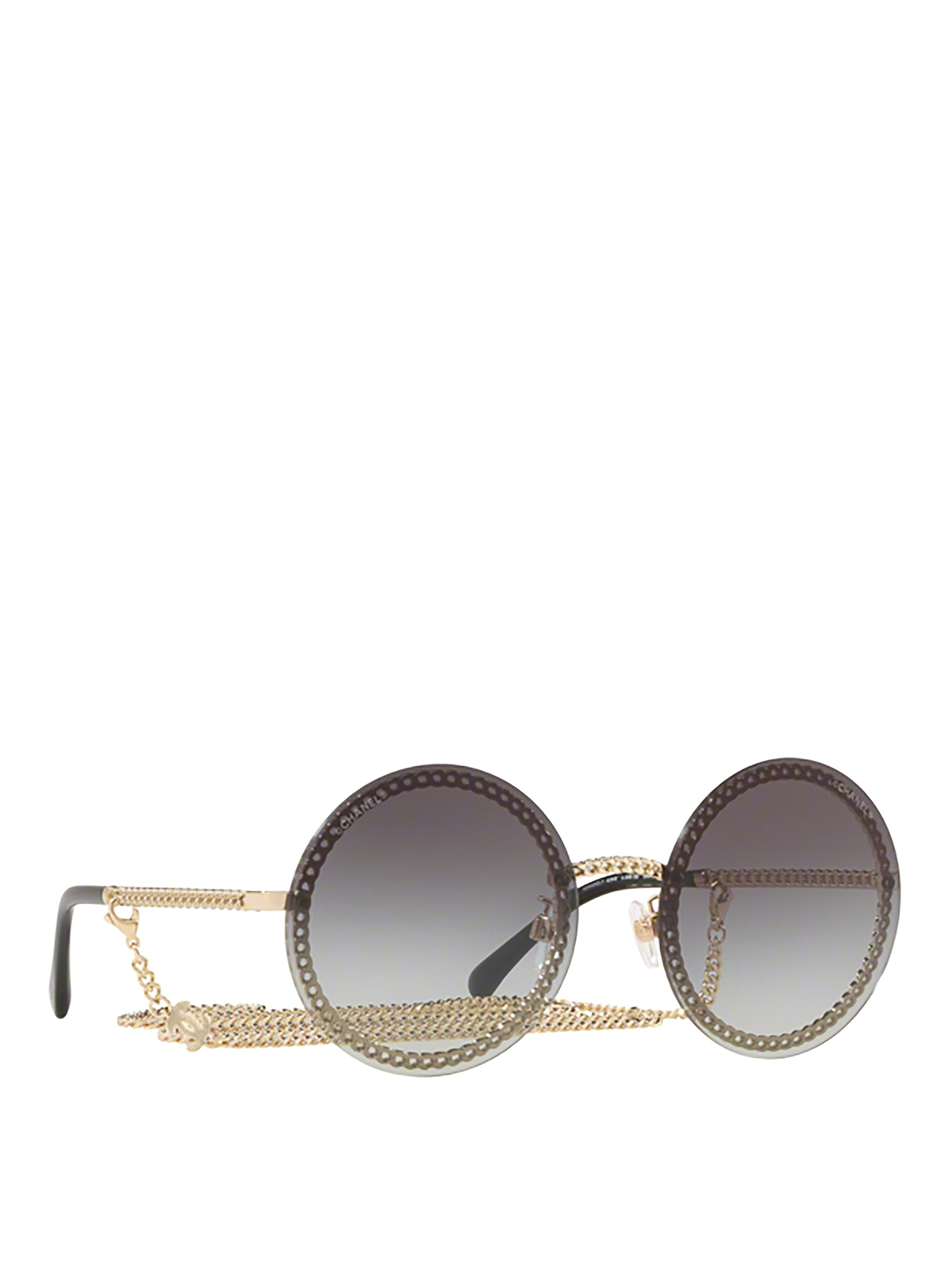 Sunglasses Chanel - Chain embellished black round sunglasses
