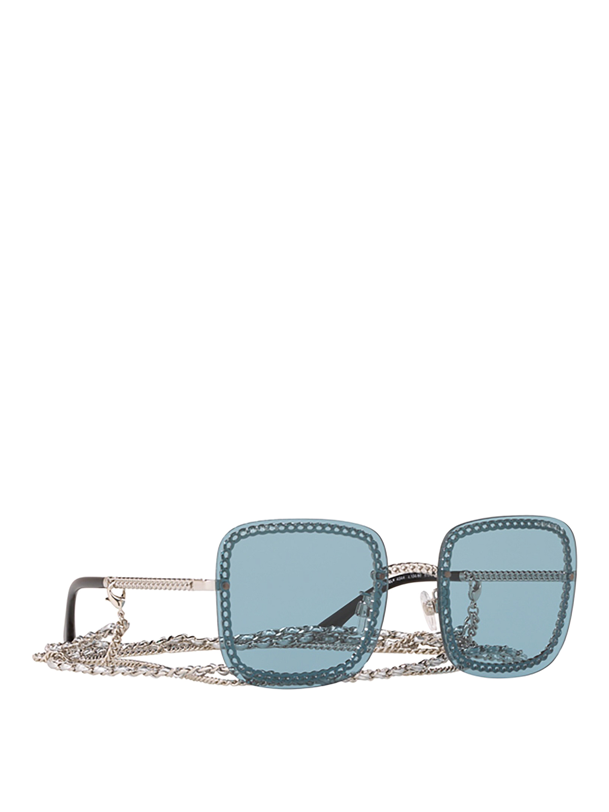 Sunglasses Chanel - Chain embellished blue squared sunglasses
