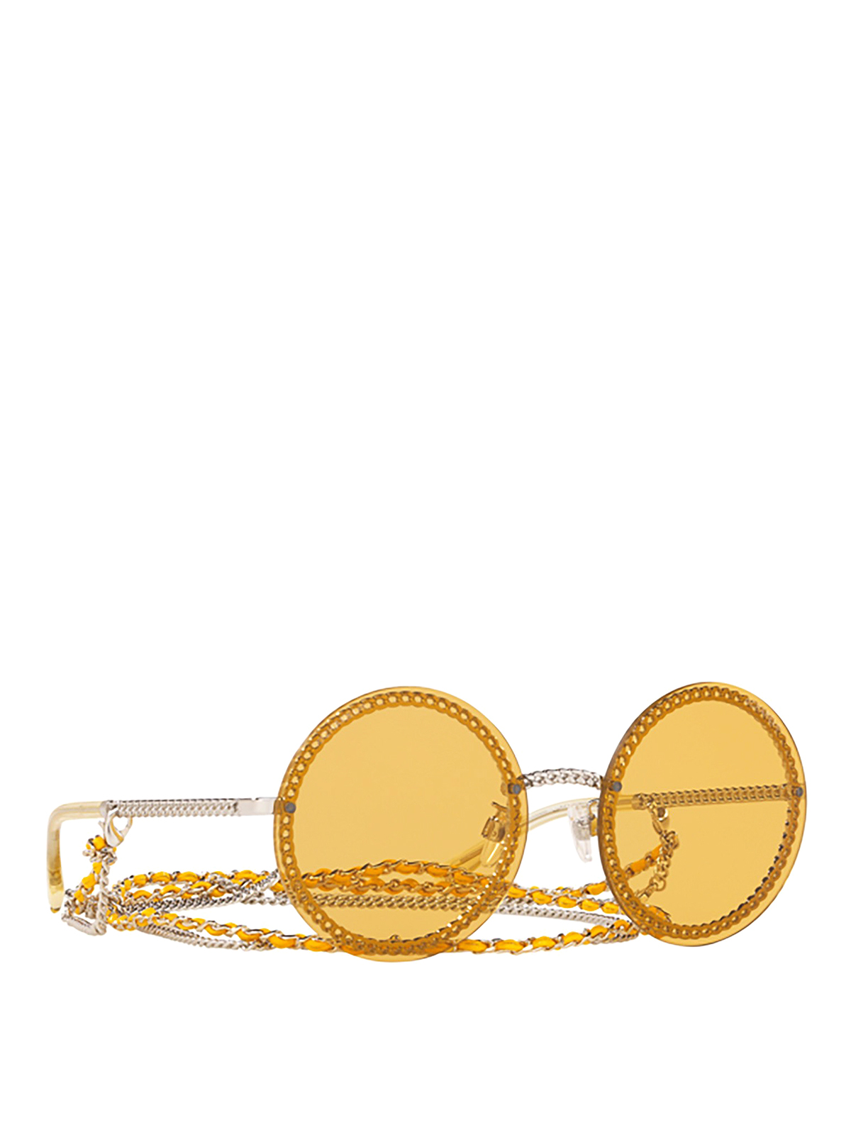 Sunglasses Chanel - Chain embellished yellow round sunglasses - CH4245C12485