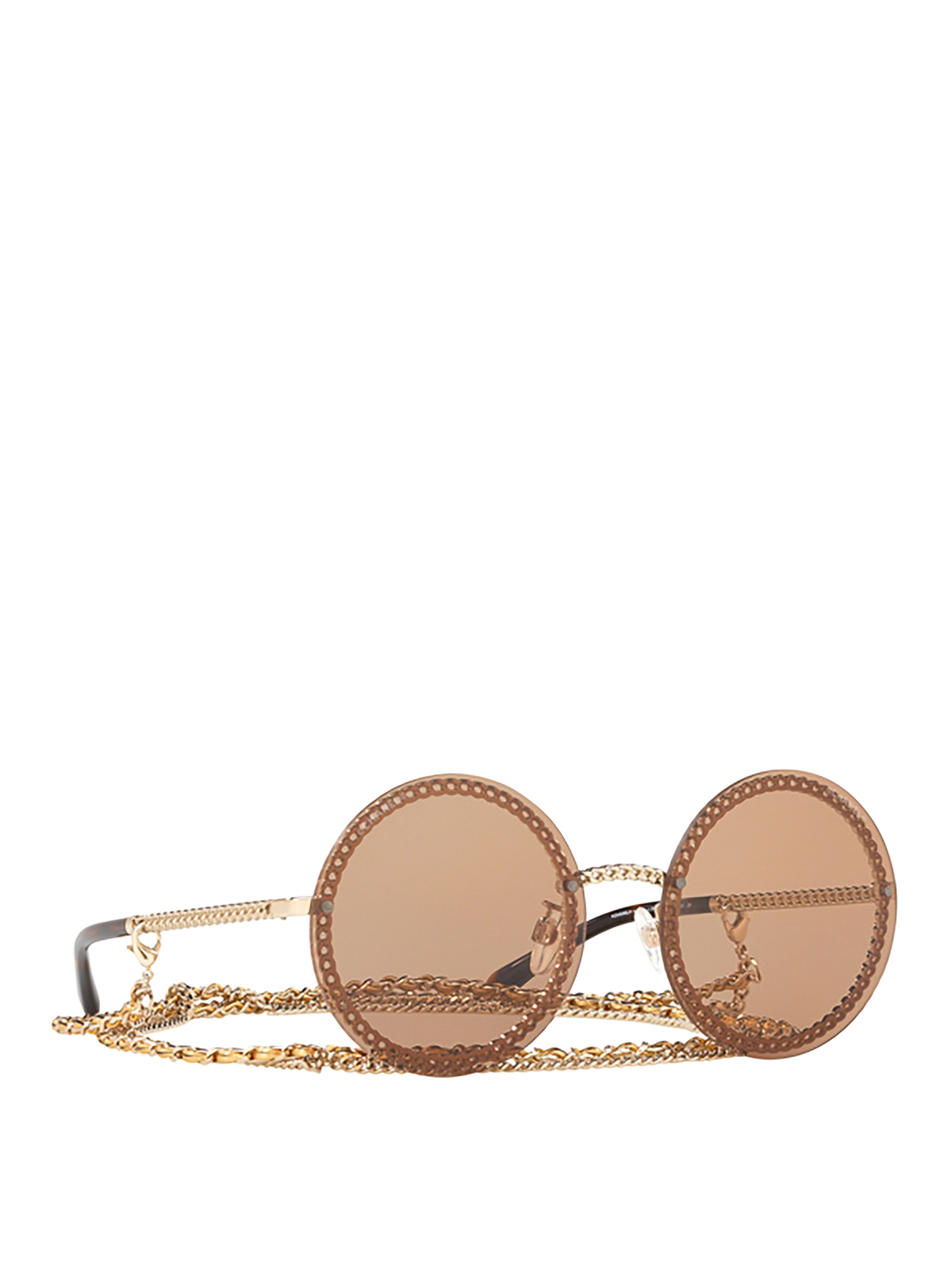 Sunglasses Chanel - Detachable chain rounded over sunglasses -  CH4245PALEGOLD