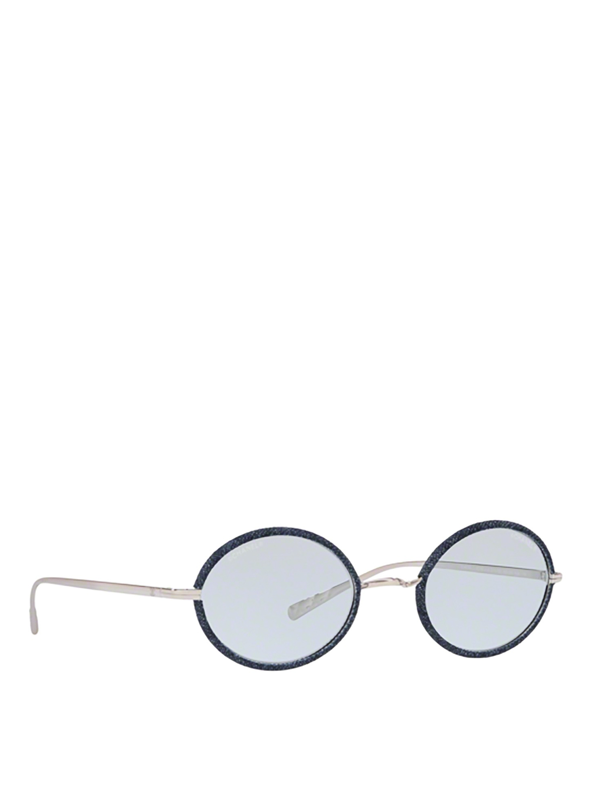 Denim and metal rounded sunglasses
