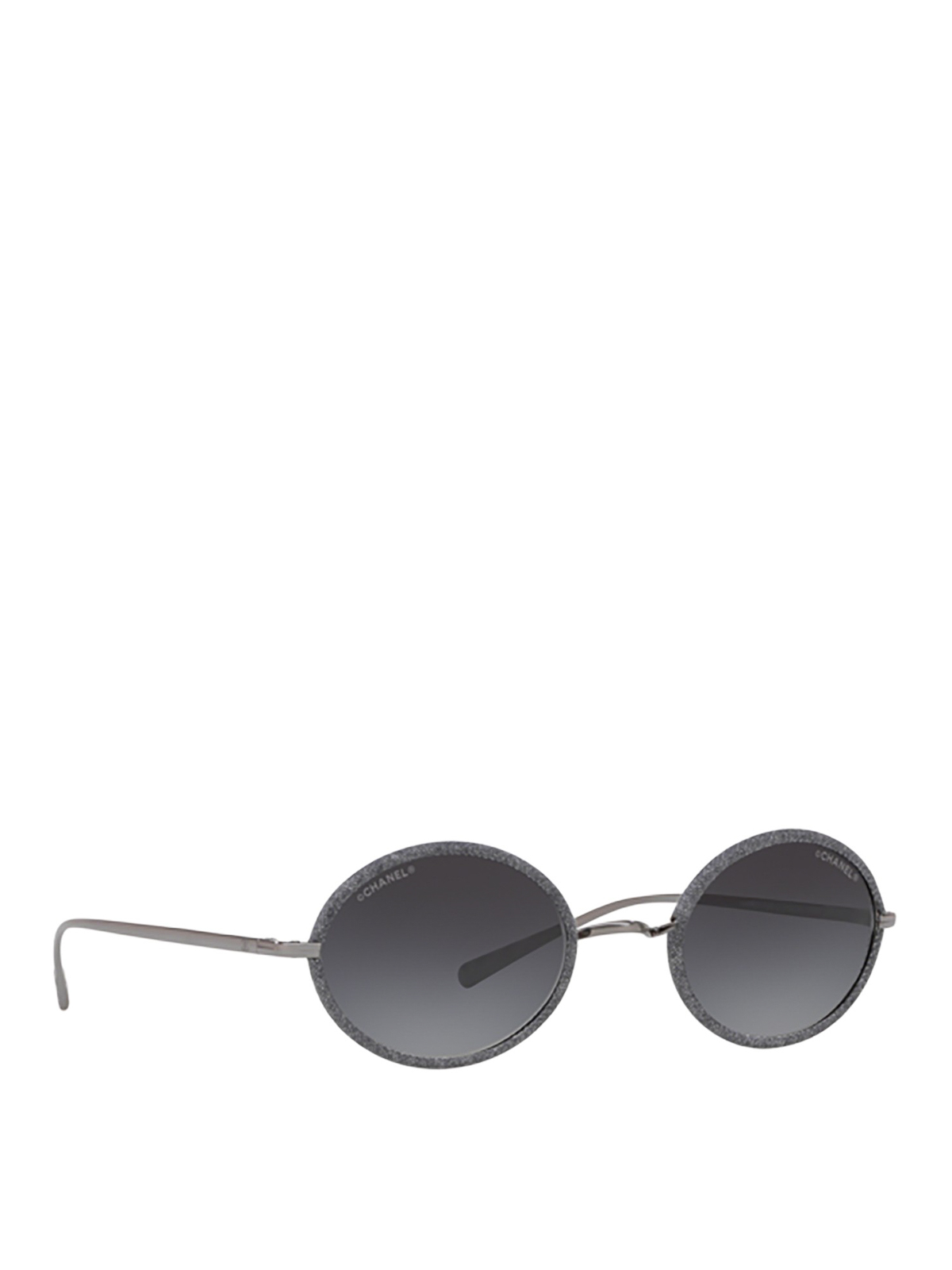 Metal and denim rounded sunglasses