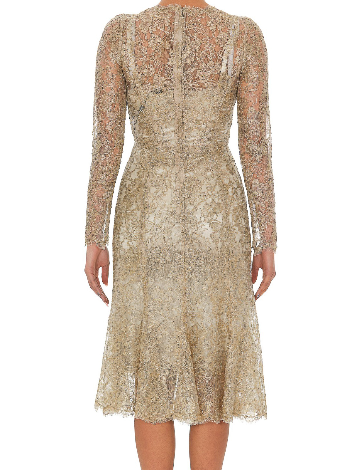 green emerald velvet dress Dolce & Gabbana Yellow lace crystal mini Women's dress main image 0