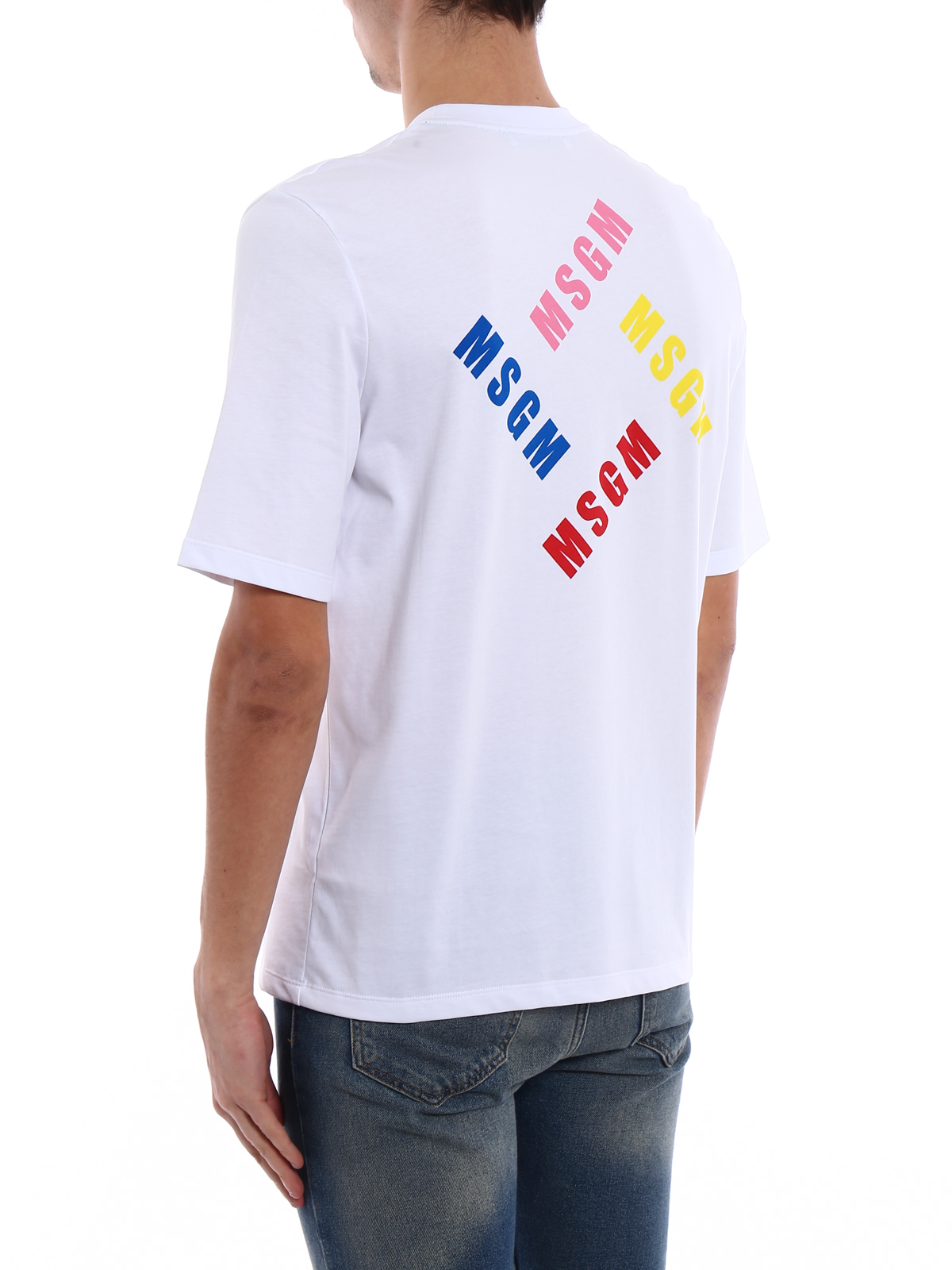 M.S.G.M. Chest pocket white cotton T-shirt - Men