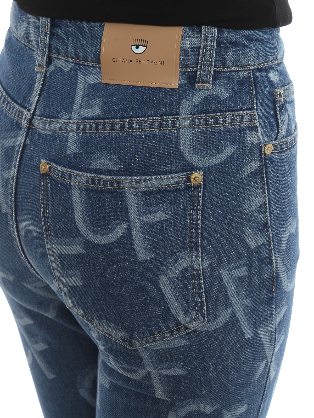 Straight leg jeans Chiara Ferragni - High rise CF monogram denim jeans -  CFJS009DENIM