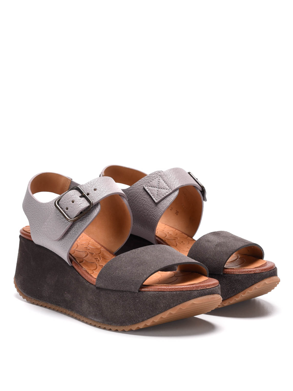 Sandals Chie Mihara Devagar suede and leather wedges DEVAGAR