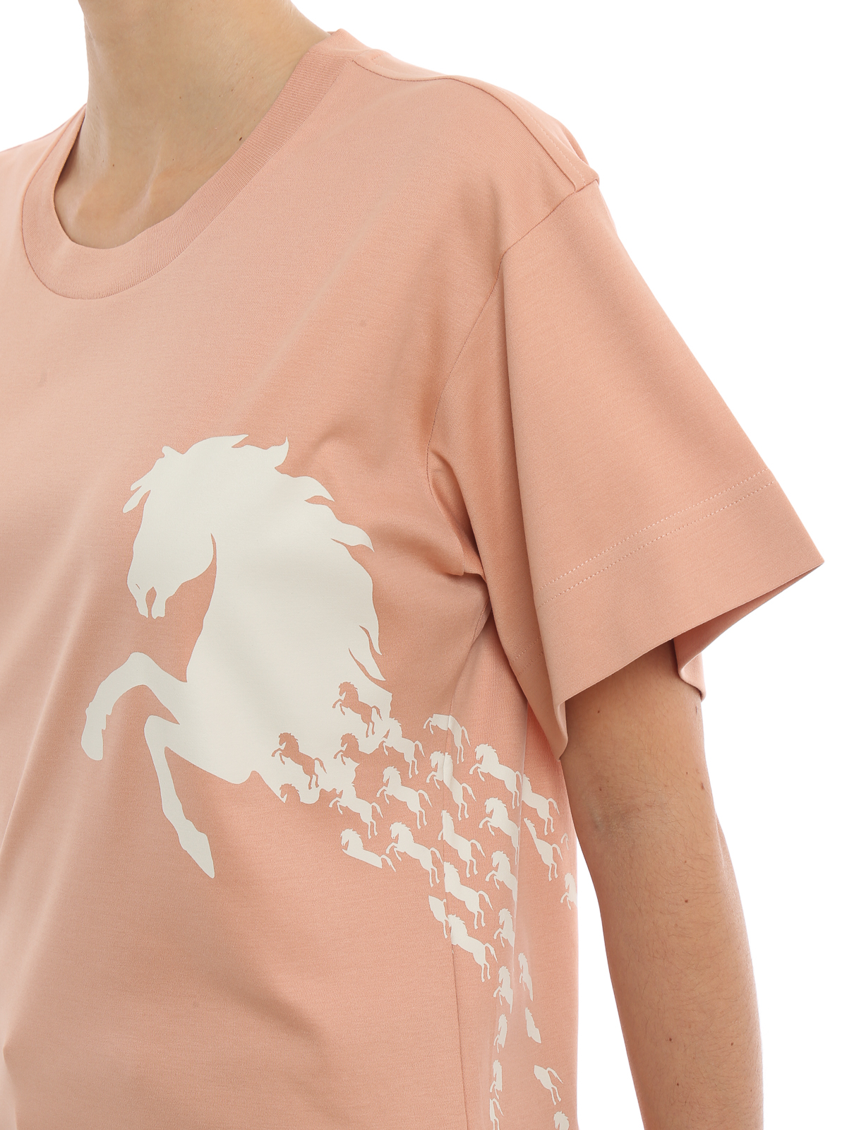 Chloe' Horse print cotton T-shirt - Pink - Women