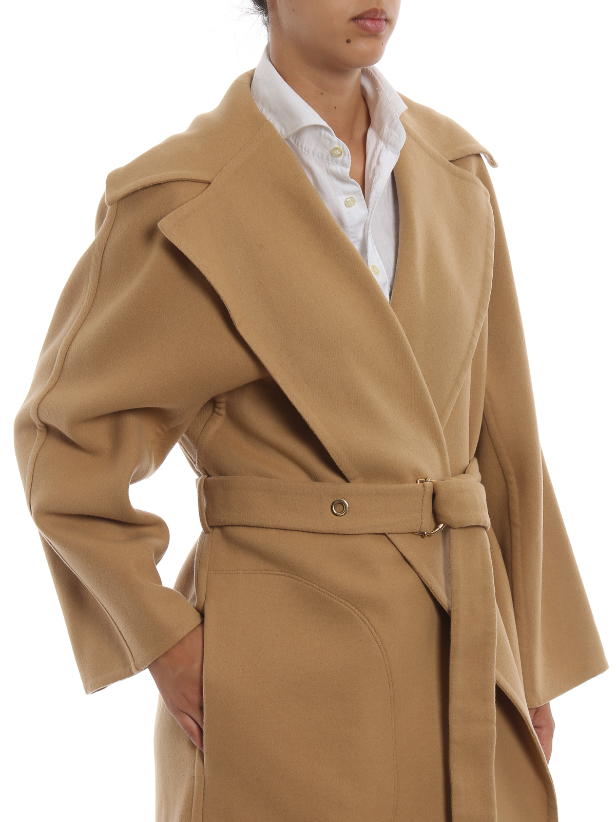 asymmetrical belted coat