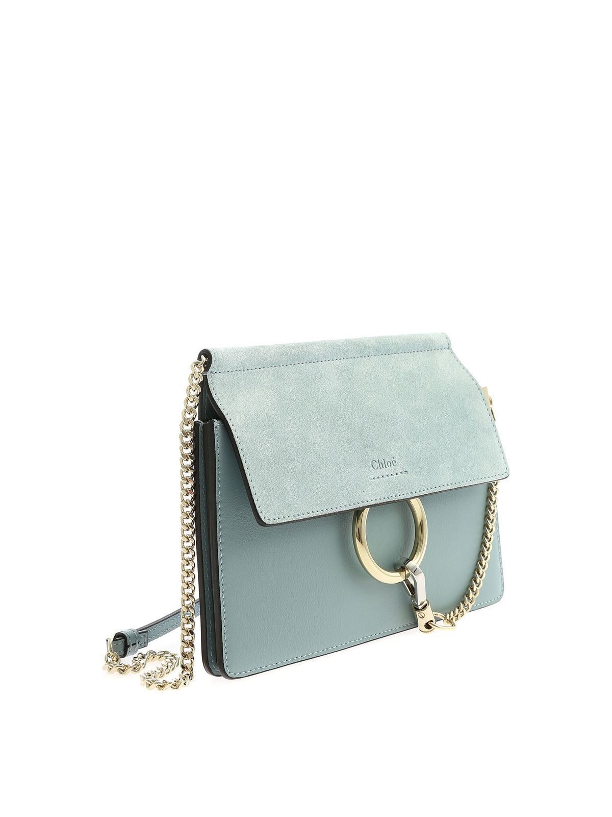 Chloé Faye Mini Leather And Suede Cross-body Bag in Green
